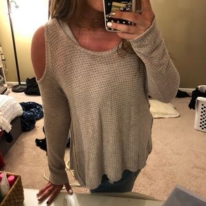 Cold shoulder sweater